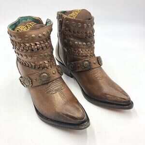 Corral Womens Dashed / Almond Studs & Woven & Straps Bronze Size 6.5 M